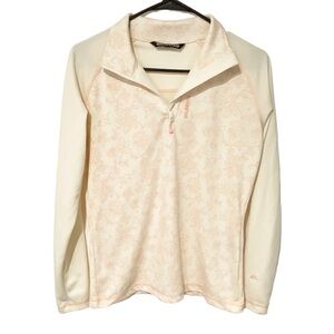 Skogstad Size 36 Cream Floral Print Lightweight Quarter Zip Long Sleeve Top‎